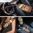thumbnail image 3 of Uorisanigo Car Seat Cover Seat Protector 18 PCS, with Steering Wheel Cover Seatbelt Pad Center Console Covers Headrest Cushion Handbrake Covers Coasters Keychain,Highland Cow Flower Aztec, 3 of 7