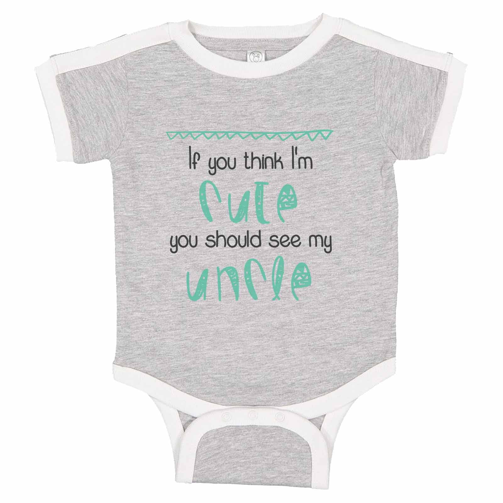 Think I/'m Cute See My Uncle Funny Babygrow Vest Gift Boy Girl Baby Clothing