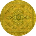 thumbnail image 1 of Ahgly Company Machine Washable Indoor Round Abstract Yellow Modern Area Rugs, 4' Round, 1 of 4