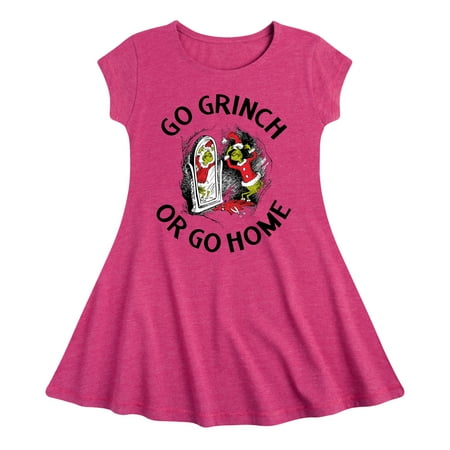 

Dr. Seuss The Grinch - Christmas - Go Grinch Or Go Home - Toddler & Youth Girls Fit & Flare Dress