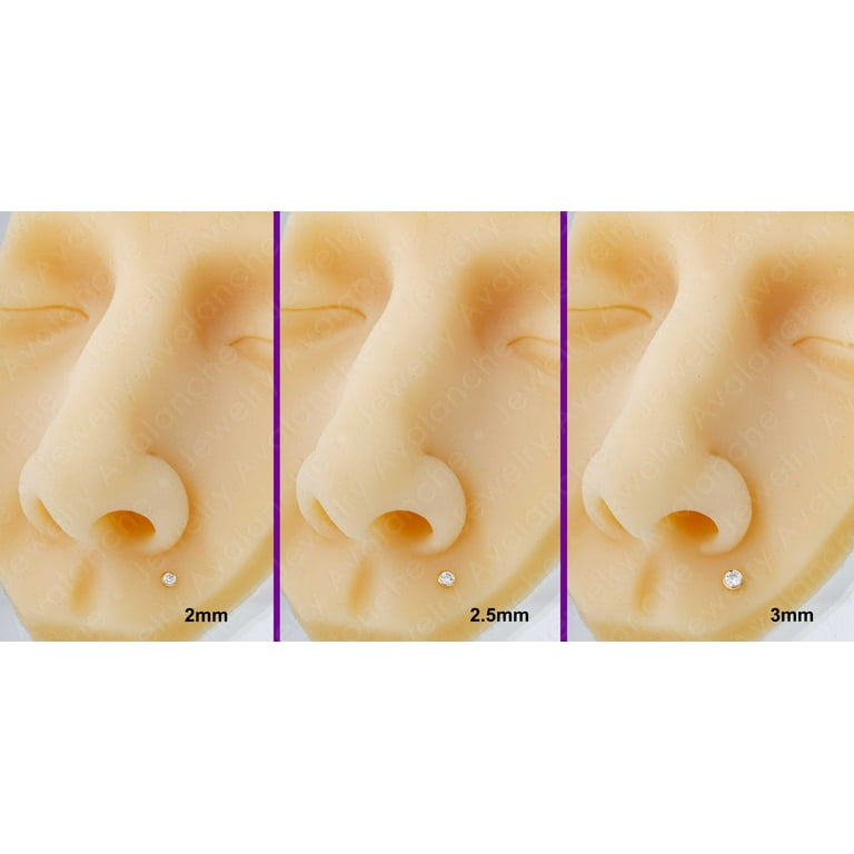 16G 14K White Gold Bezel Set 3mm Moissanite Labret Monroe Stud 6mm