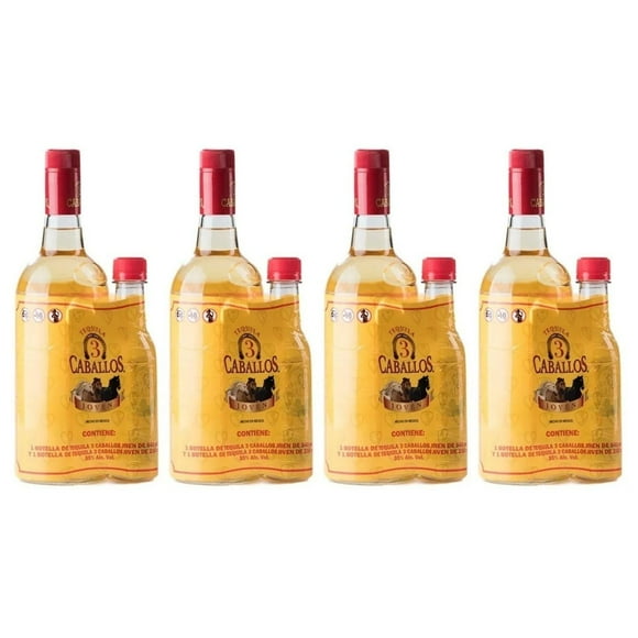 Tequila Tres Caballos Pack de 4 Joven de 950 ml + Mini de 250 ml
