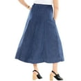 thumbnail image 3 of Roamans Women's Plus Size Tall A-Line Denim Maxi Skirt, 3 of 5