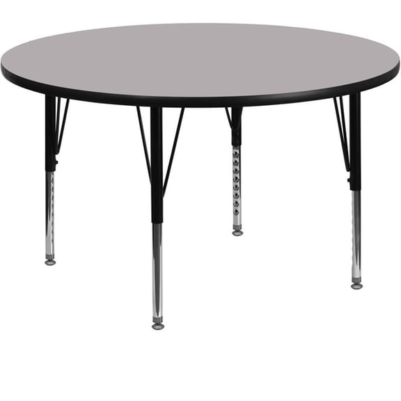 Pemberly Row 26" x 60" Round Thermal Fused Top Activity Table in Gray