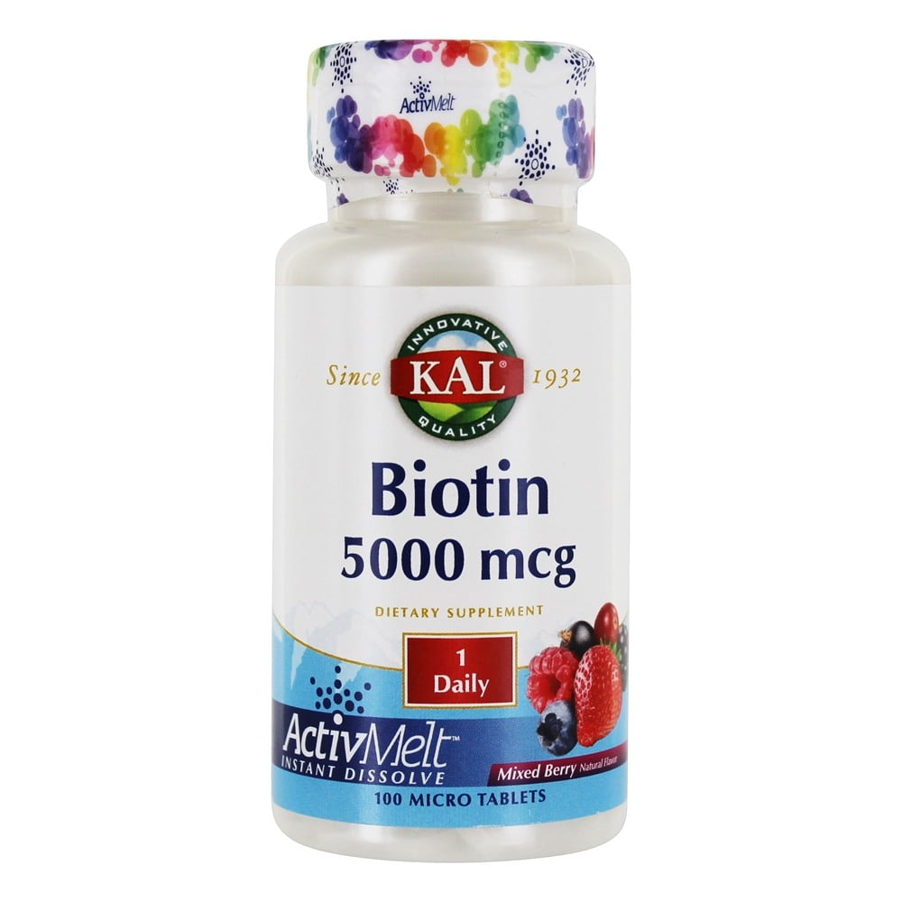Kal - Biotin  Mixed Berry 5000 mcg. - 100 Micro Tablets