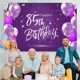 thumbnail image 5 of HAMIGAR Telón de fondo para pancarta de feliz cumpleaños número 85 de 6 x 4 pies, decoración de cumpleaños de 85 años, suministros para fiestas para mujeres, color morado, 5 of 5