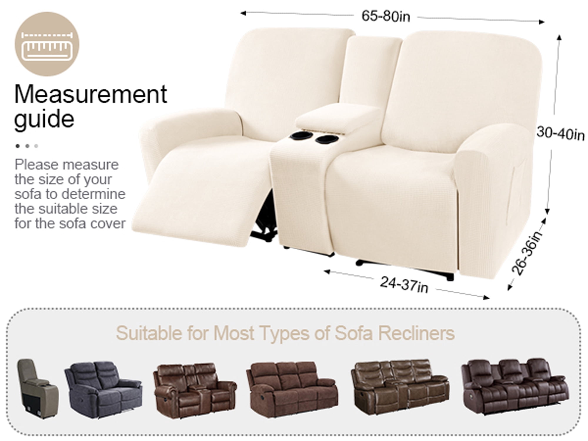 TAOCOCO Stretch Loveseat 4-Piece Polyester Blend Sofa Slipcover, Beige