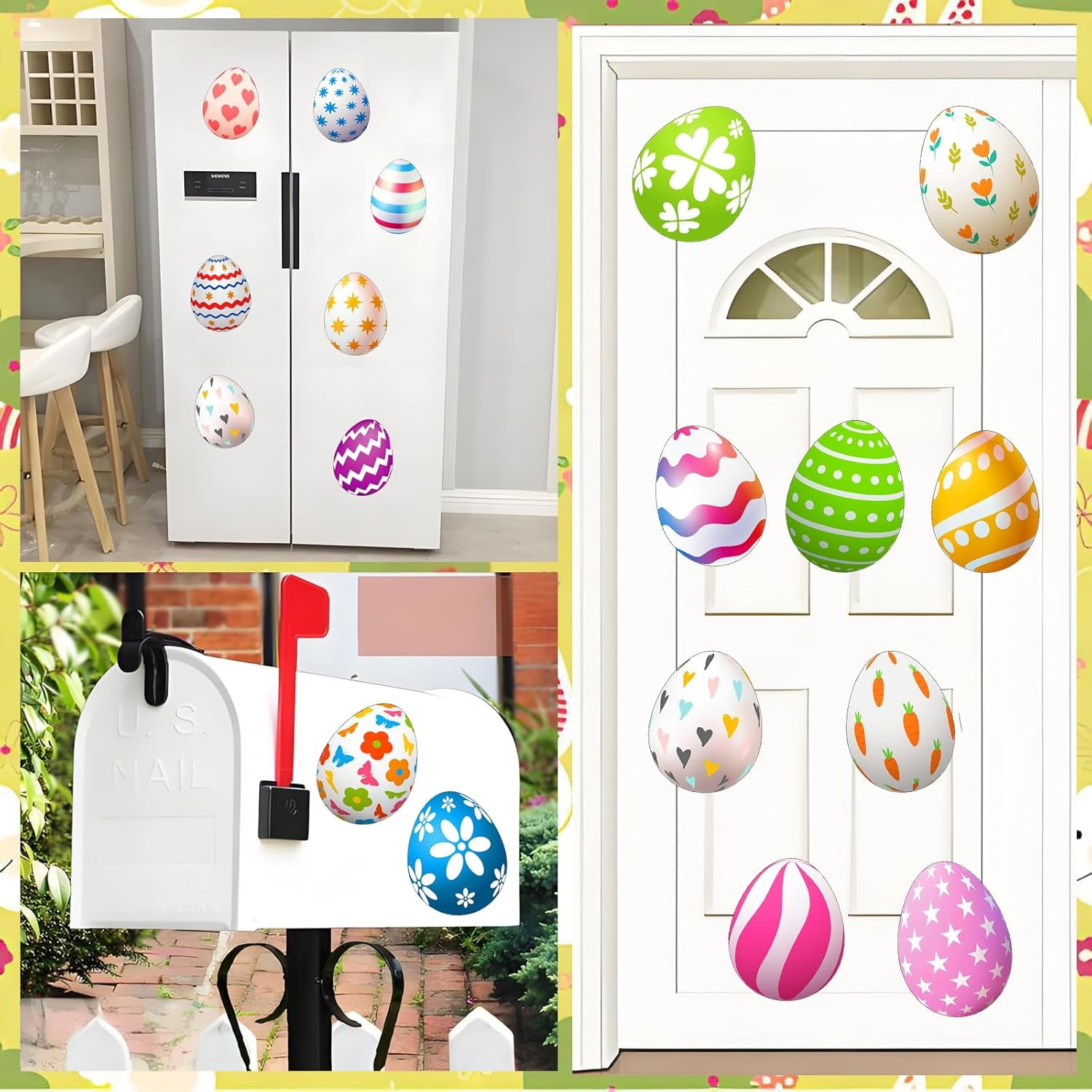 24 Pcs Happy Easter Garage Door Decoration Magnets Magnetic Easter Decoration Big Easter Egg Carrot Holidays Magnetic Stickers for Car Fridge Dishwasher Party Decor Supplies (Colorful Egg)