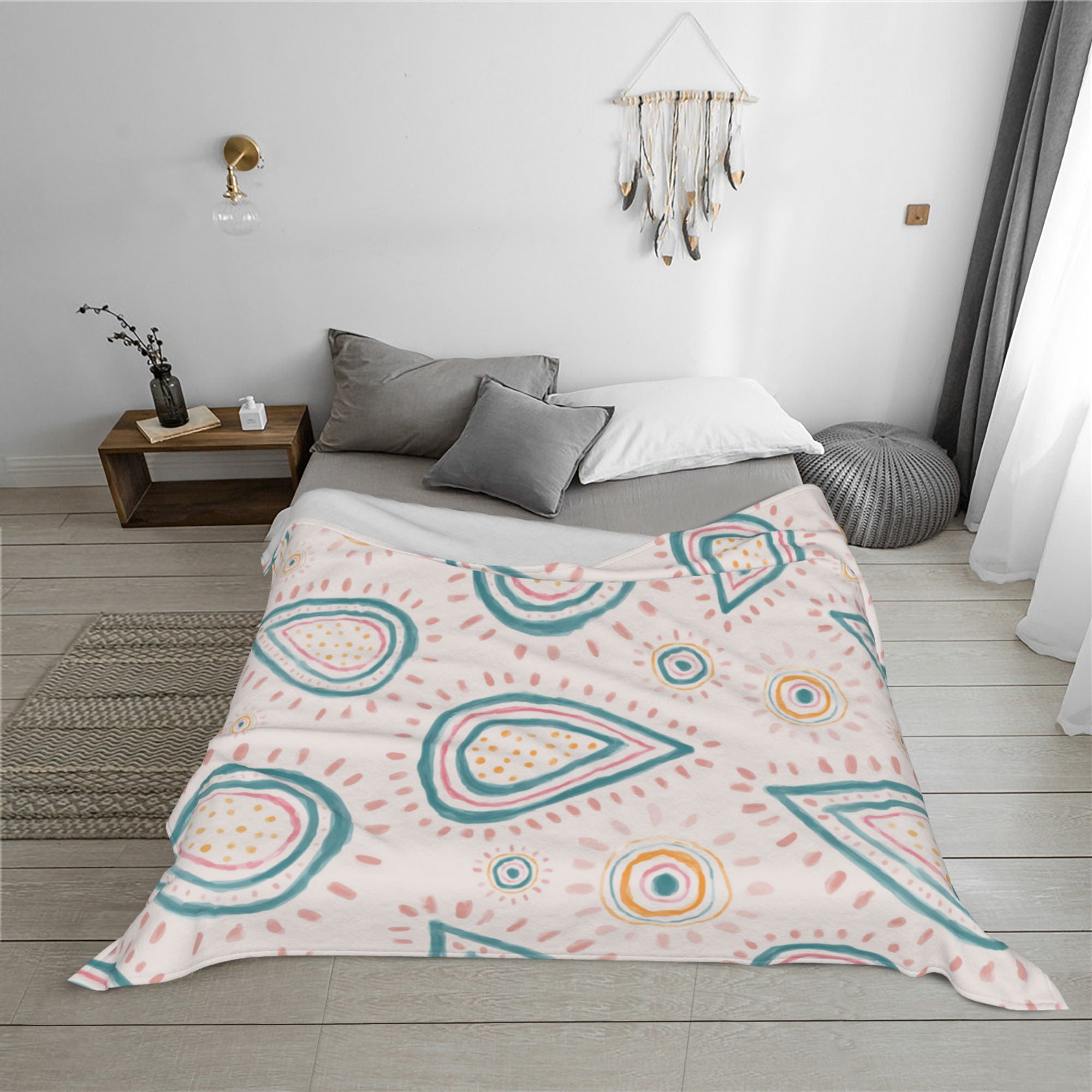 YFYANG Lightweight Warm Flannel Blanket Pink Paisley Pattern Throw Blanket for Bed Sofa Travel Camping 80 x60 Walmart