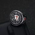 thumbnail image 4 of K-KED Men's Vintage Templar Knight Red Cross Shield Stainless Steel Rings Size 7-13-Silver-11, 4 of 6