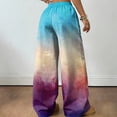 thumbnail image 5 of YIFUNIN Women's Printed Elastic Waist Wide Leg Pants, Tie Dye Gradient Casual Drawstring Trousers, Loose Fit Bohemian Style Fashion,Blue L, 5 of 5