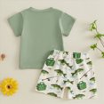 thumbnail image 4 of NOLDARES Toddler Kids Baby Boy Summer Outfits 2pcs Cartoon Panda Print Short Sleeve Tee Shirt Elastic Waist Drawstring Shorts Clothes(Green,18-24 Y), 4 of 9