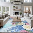 thumbnail image 3 of Blue Spring Floral Area Rugs 8'x10', Washable Small Throw Rugs for Living Room Patio, Pink Flowers Elegant Botanical Farmhouse Indoor Outdoor Rug Non-Slip Low Pile Carpet Runner Reversible Floor Mats, 3 of 8