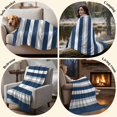 thumbnail image 6 of Navy Blue Grey Stripe Throw Blanket for Couch,Soft Lightweight Flannel Fleece Blanket,Minimalist Farmhouse Striped Microfiber Plush All Season Decorative Blankets Gifts for Sofa Office Travel 32"x48", 6 of 9