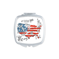 thumbnail image 1 of America Map Liberty Word Illustration Mirror Portable Compact Pocket Makeup Double Sided Glass, 1 of 3