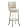 thumbnail image 2 of Weston Home Shapel Upholstered Back Swivel Stool, 29" Bar Height, Antique White Finish, Beige Linen, 2 of 7