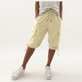 thumbnail image 6 of Only Moment Women's Bermuda Long Shorts with Pockets High Waist Loose Sweatpants Casual Lounge Yoga Workout Palazzo Beige,L, 6 of 9