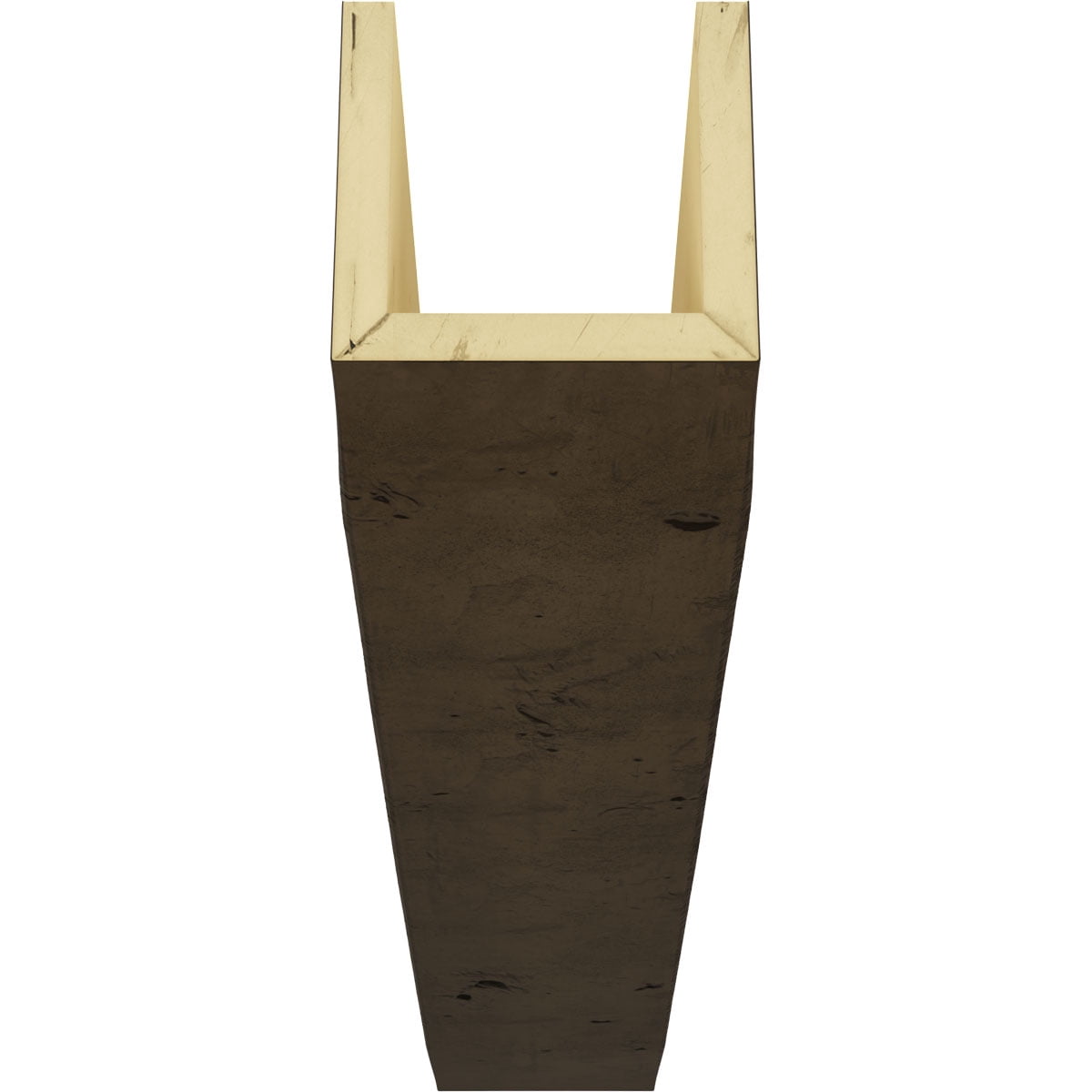 4"W x 4"H x 10'L 3-Sided (U-beam) Knotty Pine Endurathane Faux Wood Ceiling Beam, Premium Walnut