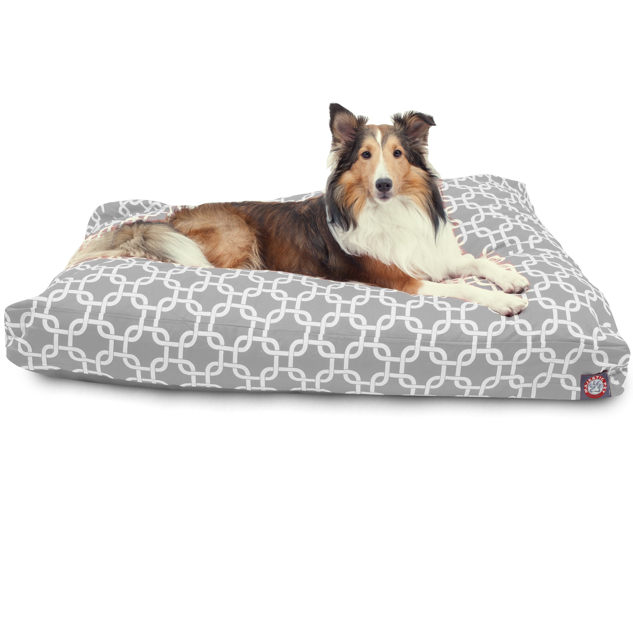 Majestic Pet Links Rectangle Dog Bed Treated Polyester Removable Cover Gray Large 44