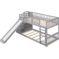 thumbnail image 5 of Twin over Twin Bunk Bed with Slide, Stairs & Storage Drawers, Solid Wood Loft Bed Frame with Guardrails, Space Saving Furniture for Modern Bedrooms, 5 of 9