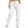 thumbnail image 2 of Women'S Casual Pants Women'S Casual Pants High Waisted Straight Leg Pants Elastic Waistband Comfortable Trousers For Daily Wear Autumn Winter White M, 2 of 4