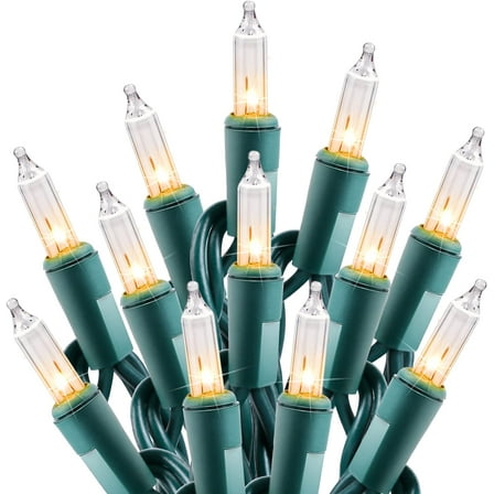 Chrsitmas light 100-Count Clear White Christmas Light Set Green Wire Lights for Christmas Decorations, Holiday, Party, Home, Indoor or Outdoor Decorations 21ft