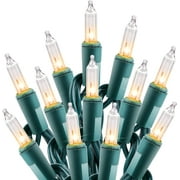 Chrsitmas light 100-Count Clear White Christmas Light Set Green Wire Lights for Christmas Decorations, Holiday, Party, Home, Indoor or Outdoor Decorations 21ft