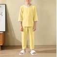 thumbnail image 5 of TIREOW Kids Loungewear 2 Piece Set Contrast Trim Round Neck Three Quarter Sleeve Top and Long Pants Boys and Girls Sleepwear Set, 5 of 5