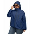 thumbnail image 2 of adviicd Plus Size Womens Rain Jacket with Hood Waterproof Raincoats Lightweight Packable Outdoor Trench Coat Navy, 5XL, 2 of 6