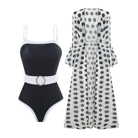 Clearance & Promo  Women s Split Swimsuit  Casual Bikini  Fashion  Beach Wear  Quick-Dry  High-Low Hem  Flattering Fit  One-Piece  for Pool/Sunbathing  Woman Bathing Suit | Black L  Sopatenor