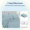 thumbnail image 4 of California Design Den King Size Pillow Cases Set Of 2 - 400 Thread Count, 100% Cotton Sateen, Breathable, Soft, Designed for King Pillows - Sky Blue, 4 of 8