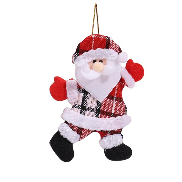 Decoraciones Del Árbol de Navidad Colgante Del Árbol de Navidad, Colgante de Figurina de Paño de Navidad, Colgante de Muñeca de Muñeco de Muñeco de Nieve de Santa Claus Bailando Rojo a Ajedrez, Adecua