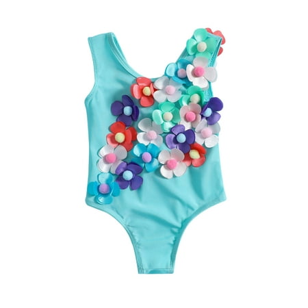 

BeQeuewll Toddler Kids Baby Girl Swimsuit Sleeveless V Neck Flower Tank Tops Bikini Swimwear Summer Bathing Suit