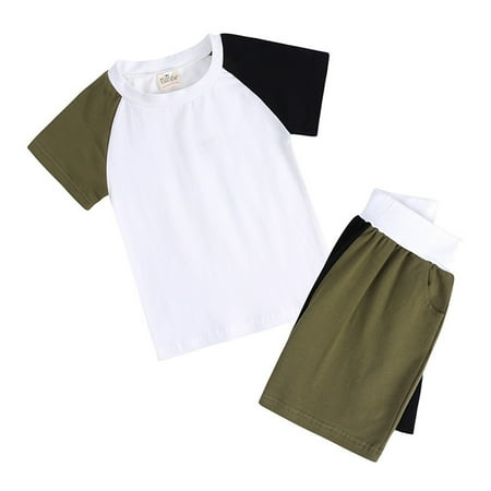 

Baby Boy Outfits Unisex Summer T-Shirt Shorts Soft Patchwork Cotton 2Pc Sleepwear Casual Sporty Suits for Kids