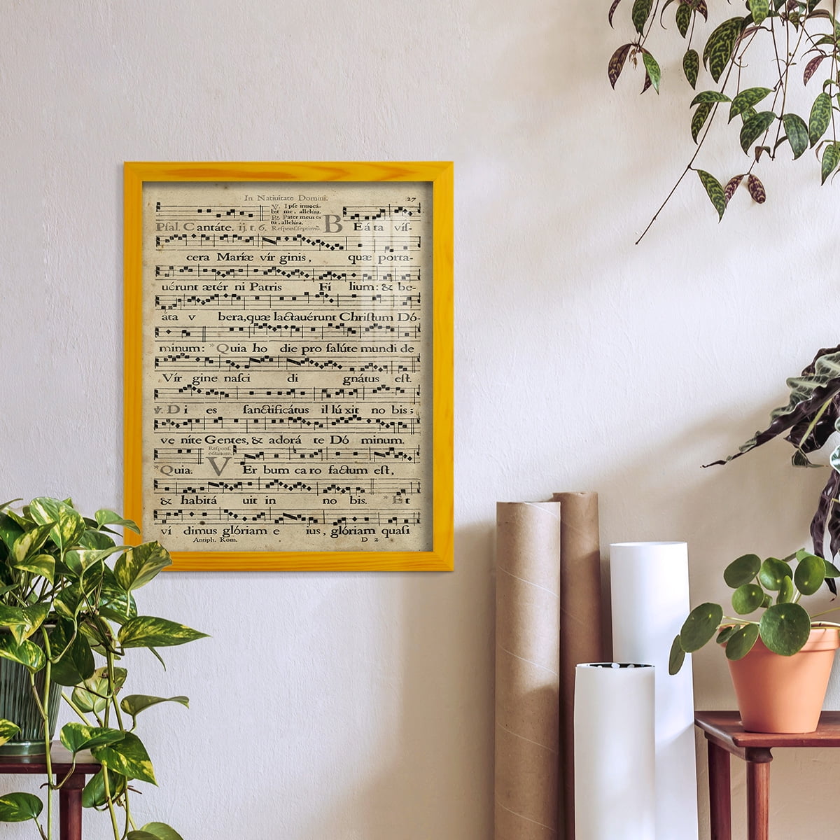 Vellum Songbook IV -Framed Print w/glass-Sunflower Yellow