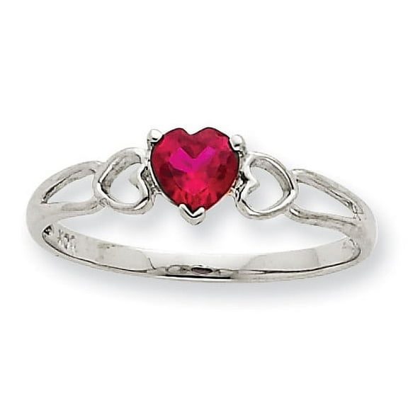 10k White Gold Polished Genuine Garnet Heart Birthstone Women's Ring - Size 6