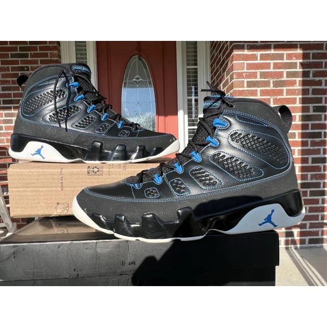 ??A i r-Jor-dan 9 Retro Photo Blue 2012 UNC Cool Motorboat Black Bottom Size 13
