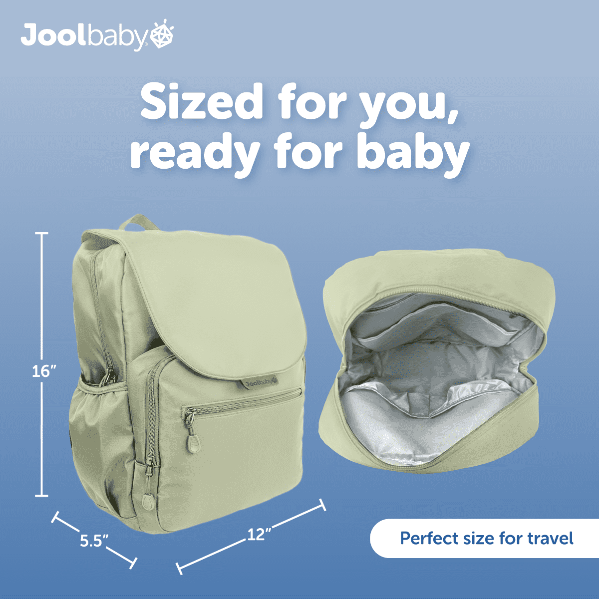 Jool Baby Diaper Backpack Bag with Changing Pad and Insulated Bottle & Breast Pump Pockets for Toddlers
