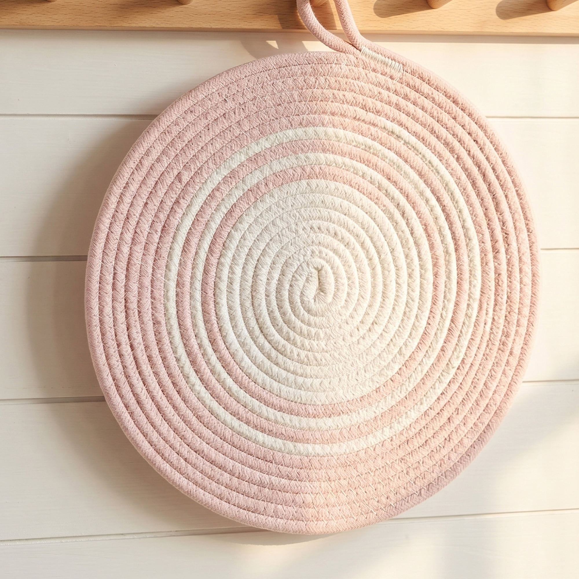 Unique Bargains 6Pcs Woven Dining Table Decor Round Placemats Pink 11.8x11.8in