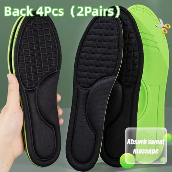 Unisex Memory Foam Orthopedic Insoles Deodorizing Insole For Shoes Sports Absorbs Sweat Soft Antibacterial Shoe Accessories Black-4Pairs 37-38
