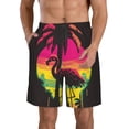 thumbnail image 1 of Balery Flamingo And Palm Trees At Sunset Traje de Baño Estilo Hawaiano para Hombre, Shorts de Secado Rápido con Bolsillos-Medium, 1 of 6