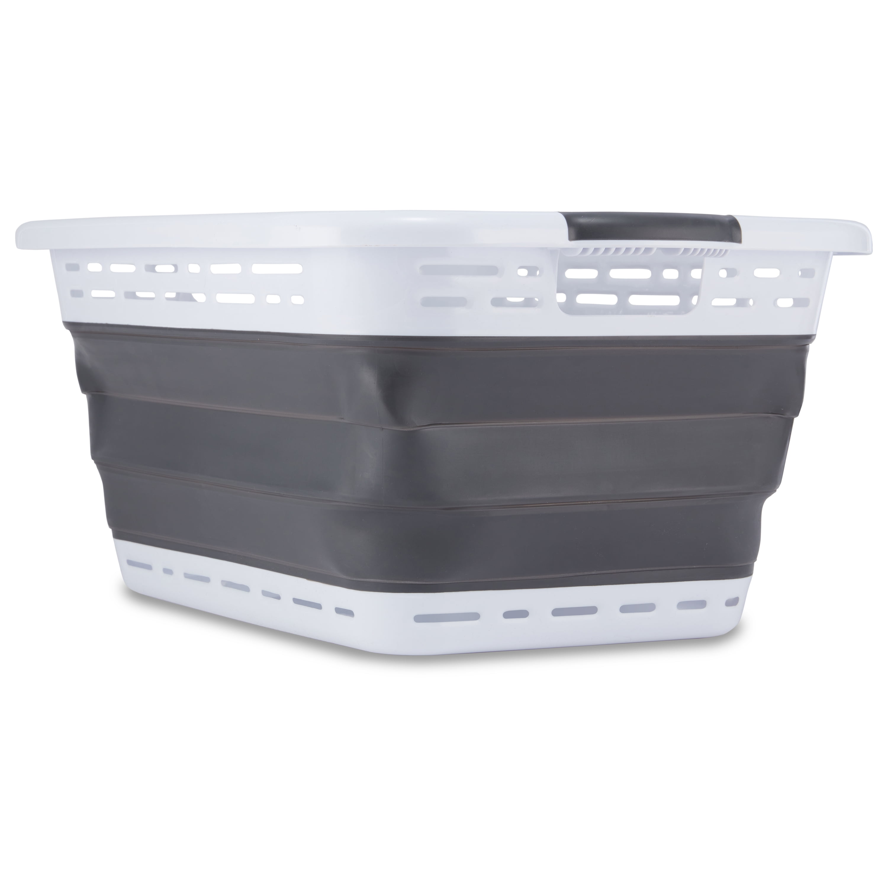 Black and Decker Collapsible Laundry Basket, White & Gray, Adult