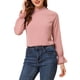 thumbnail image 1 of INSPIRAR CHIC Blusas de Chifón de Manga Larga con Volantes y Cuello Mock de Puntos Suizos S Rojo Rosa, 1 of 7