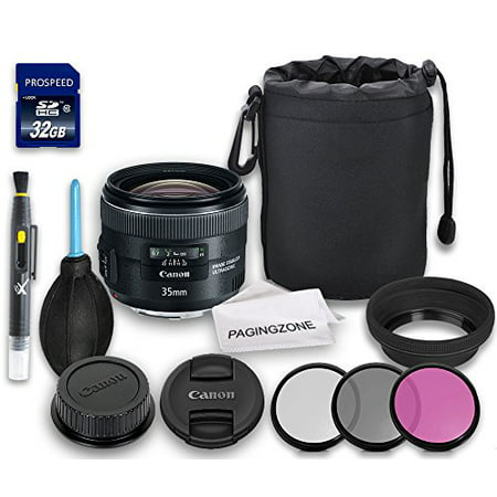 Canon EF 35mm f/2 IS USM Lens + Rubber Lens Hood + Lens Cap + Lens Bag + 3 PC Filter Kit + Lens Pen + Dust Blower + Cleaning