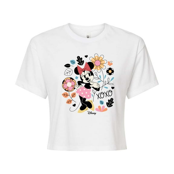 Disney - Minnie Xoxo  - Juniors Cropped Cotton Blend T-Shirt