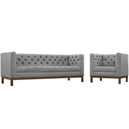 Gray Sofa Set Modern Contemporary Urban Design Living Lounge Room Sofa Set ( Set of Two), Grey Gray, Fabric ()