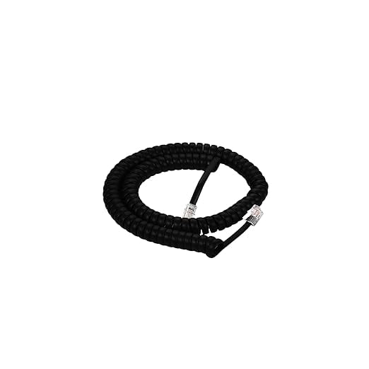 Durable 4 Inch Lead Handset Cord - Flat Black Telephone Cable for Clear Communication and Strength - Perfect for Home or Office - 12 FT