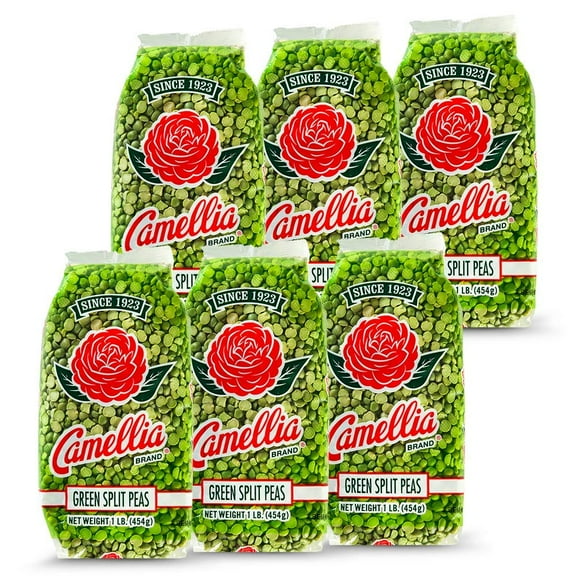 Camellia brand Dried Green Split Peas – Non-GMO Split Peas , Gluten-Free, High Protein, Vegan & Vegetarian Friendly, 1 Pound, Pack of 6