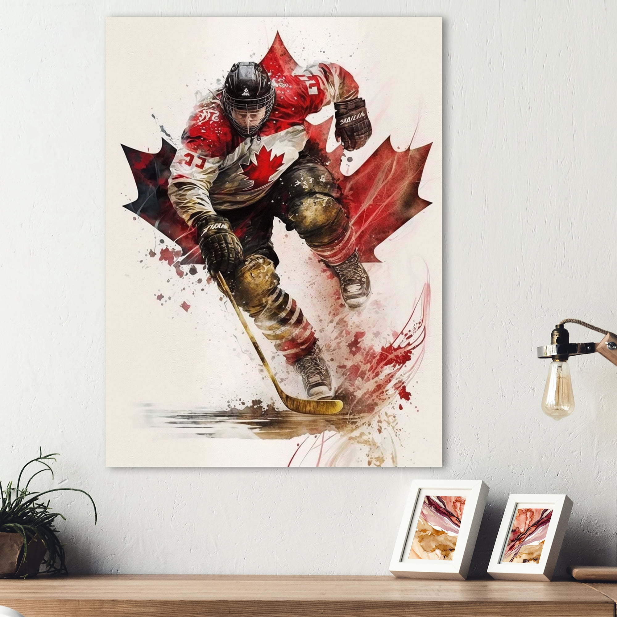 Designart Canadian Hockey Player In Action II Canvas Wall Art