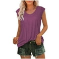thumbnail image 2 of Wiyuqeen Womens Solid Cap Sleeve Tank Tops Casual Soft Crew Neck T-shirts Stretchy Loose Fitted Blouses Basic White Camisole Tank Tops Saving, 2 of 6